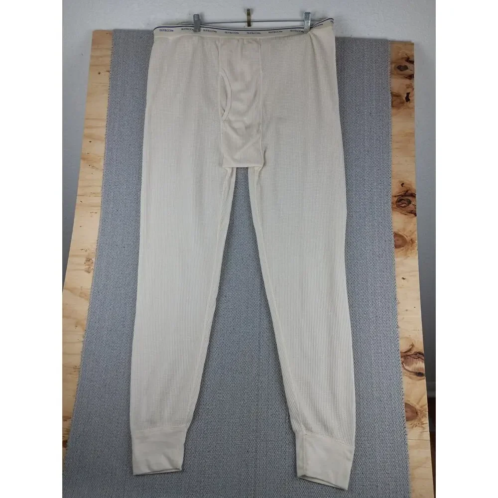 Vintage Fruit of the Loom Thermal‎ Long Johns Set Mens 2XL White Waffle Knit